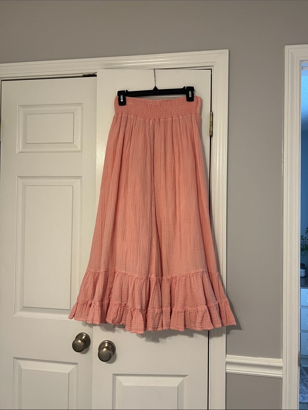 American Eagle Outfitters Peach Midi Skirt with Ruffle Hem
